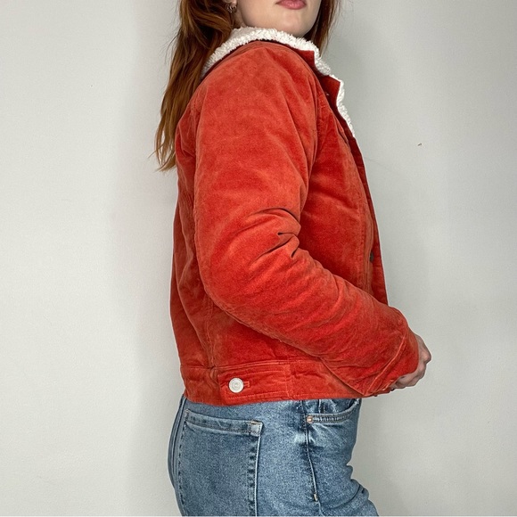 Forever 21 Orange Fuzzy Lined Button Up Winter Jacket, Women's Size Small - Picture 6 of 14